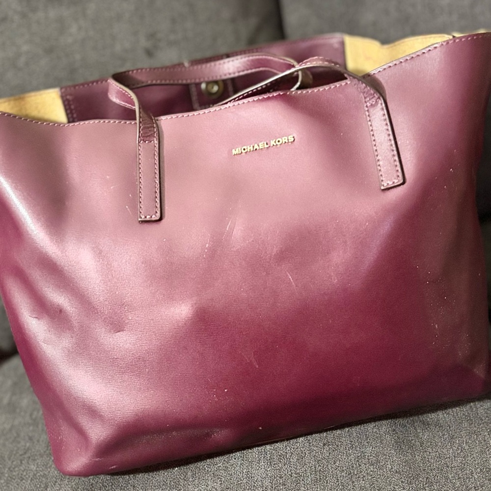 Michael Kors Purple Leather Tote Bag